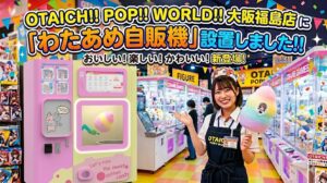 2026年5月にOTAICHI!! POP!! WORLD!! 大阪福島店にわたあめの自販機がOPEN！